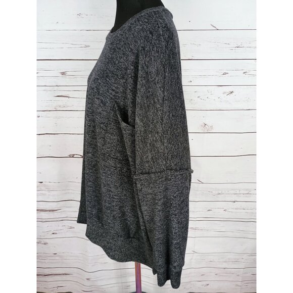 Zenana 5x Charcoal Gray Long Sleeve Oversized Sweater Top W/ Pocket Detail & Flo - Picture 4 of 8